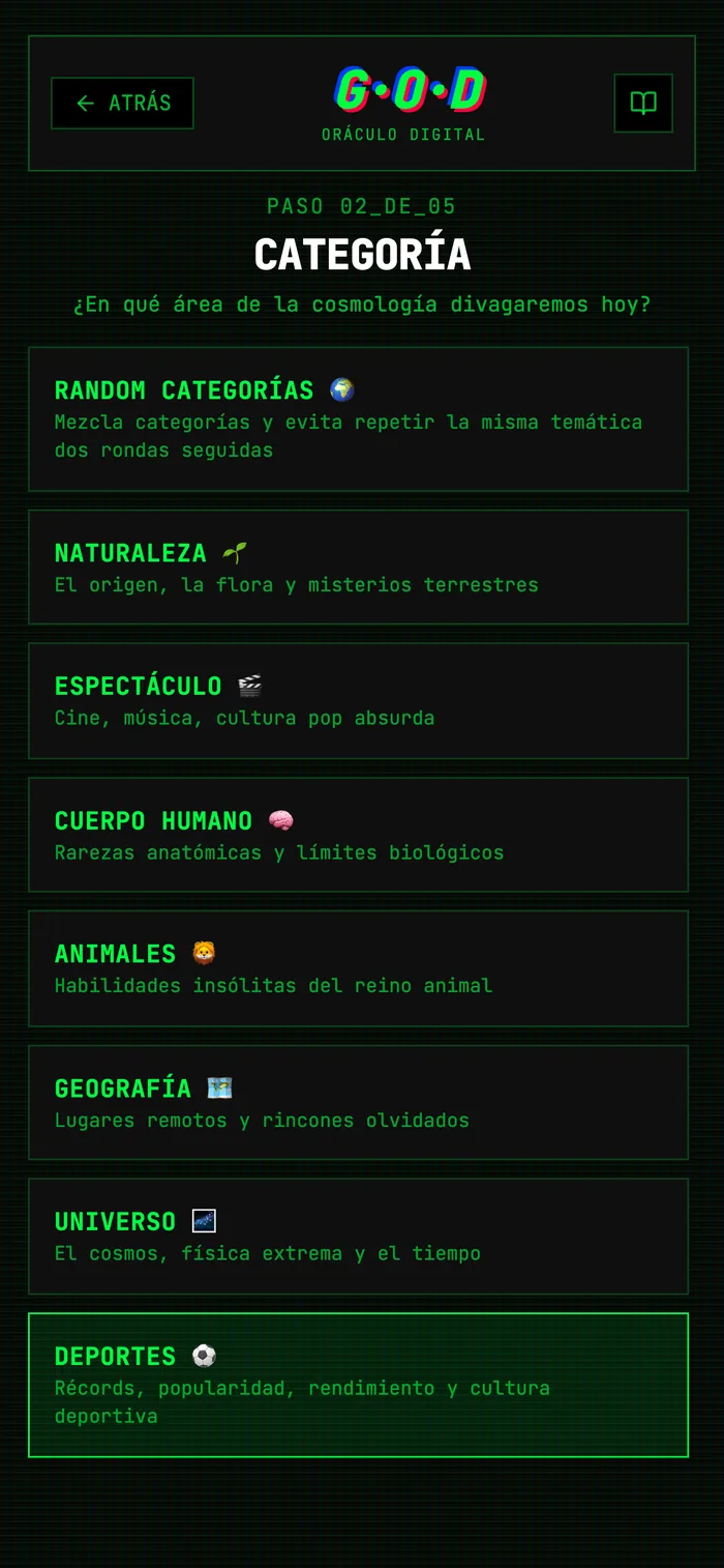 Selección de categoría