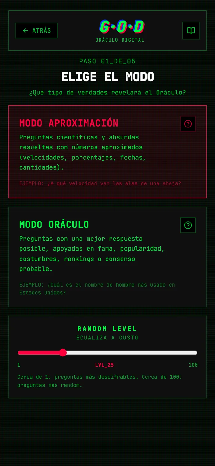 Elegir modo Aproximación u Oráculo